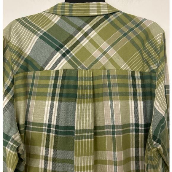 Dip Organic Cotton Green Plaid Lightweight Flannel Button Down Size 1X - Picture 10 of 12